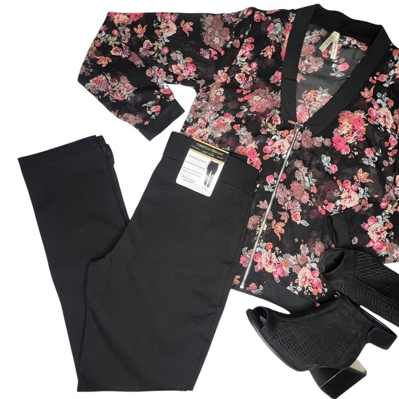 NEW Christian Siriano Ponte Pants Ankle Cropped Career Office Black XS NWT - Picture 1 of 11